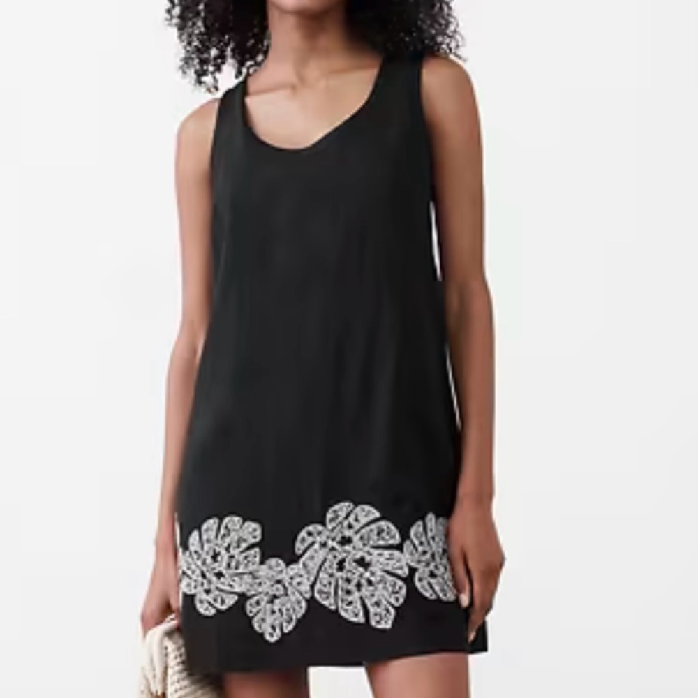 Banana Republic Black Sleeveless Dress with Cream Leaf Design NWT